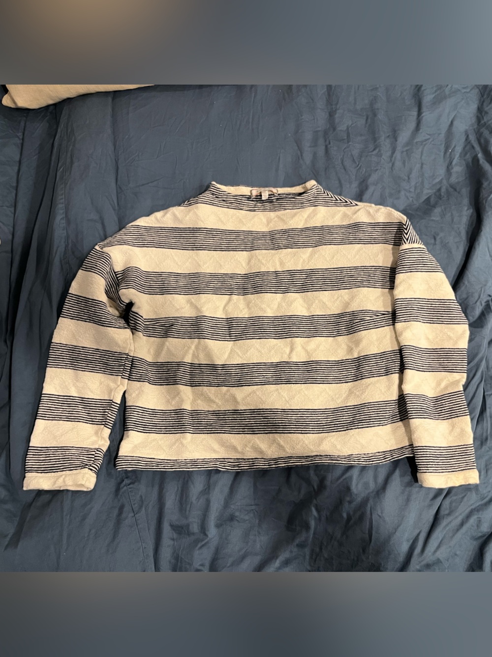 Anthropologie eri & ali Size Small Women's Striped Sweater Cream Navy Luxury